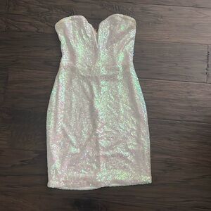 Iridescent sequin mini dress